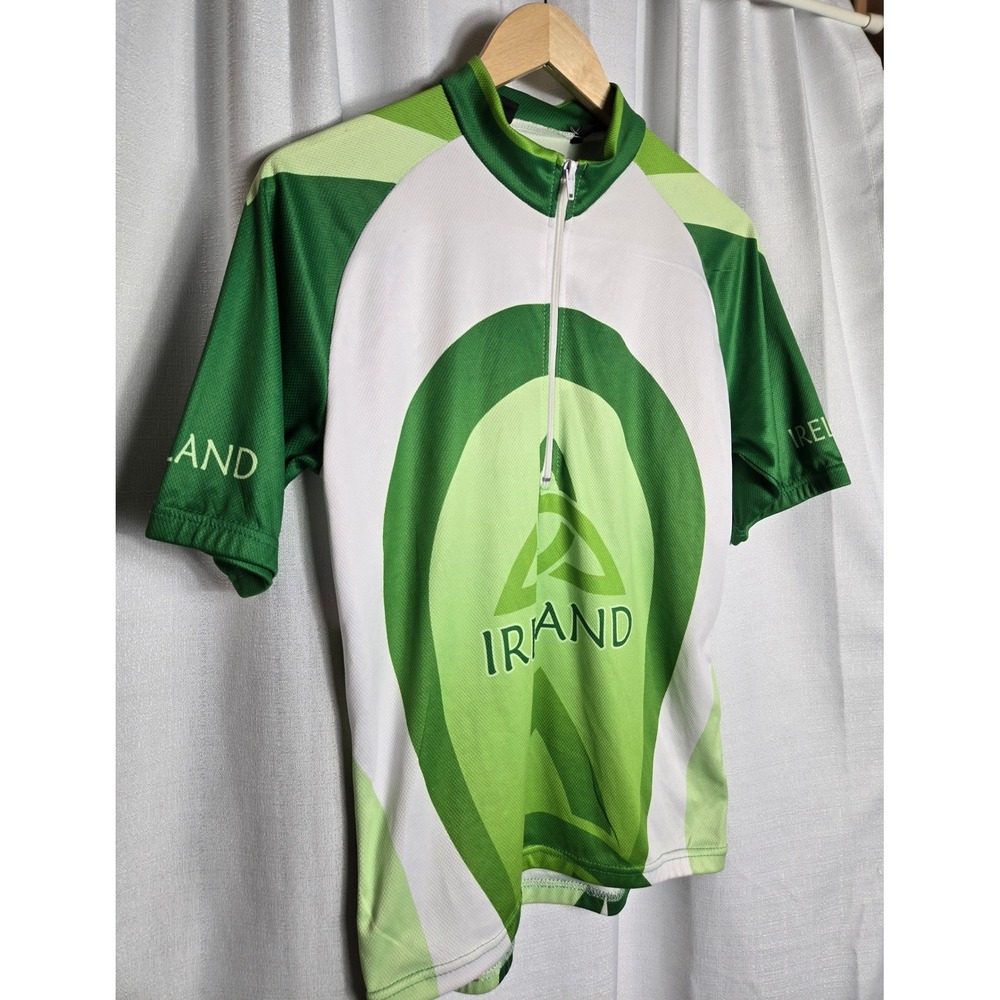 Dolmen Clothing Mens Ireland Cycling Jersey Short Sleeve Green White M - Picture 2 of 10